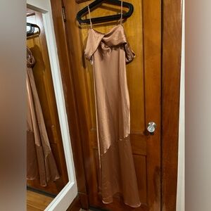 Long brown silk dress